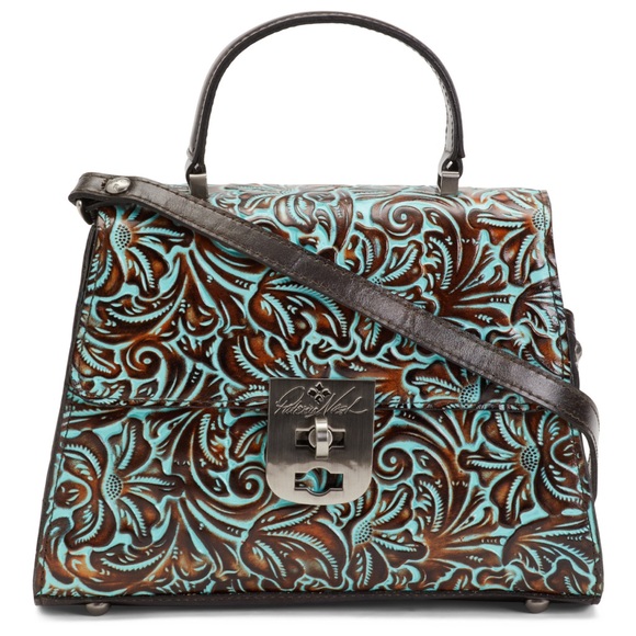 NWT-Patricia Nash-Tooled Turquoise-Chauny Top Handle Satchel/Crossbody Bag-$199 - Picture 14 of 14